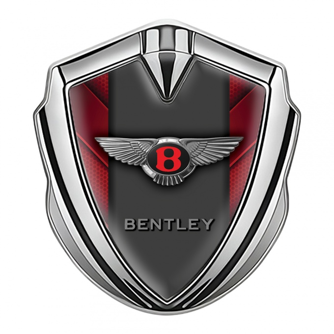 Bentley Bodyside Badge Self Adhesive Silver Red Dot Base Classic Logo