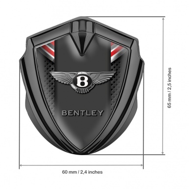 Bentley Metal Emblem Self Adhesive Graphite Dark Grate Red Ribbon Design