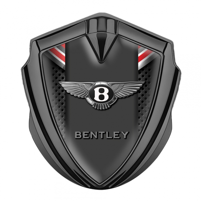 Bentley Metal Emblem Self Adhesive Graphite Dark Grate Red Ribbon Design