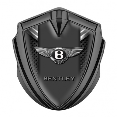 Bentley 3D Car Metal Domed Emblem Graphite Dark Grate Grey Ribbon Design