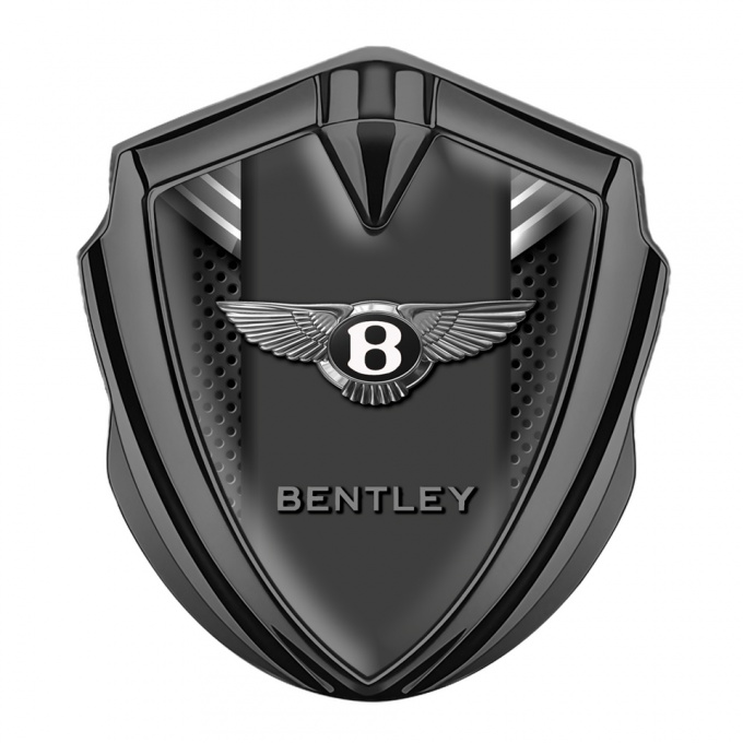 Bentley 3D Car Metal Domed Emblem Graphite Dark Grate Grey Ribbon Design