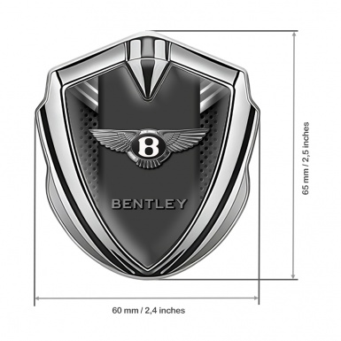 Bentley 3D Car Metal Domed Emblem Silver Dark Grate Grey Ribbon Design