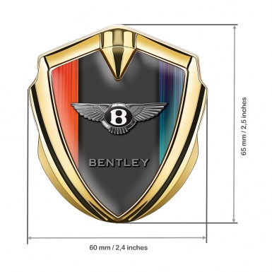 Bentley Fender Metal Domed Badge Gold Gradient Stripes Classic Logo