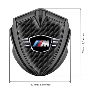 BMW M Power Metal Emblem Self Adhesive Graphite Dark Carbon Winged Logo