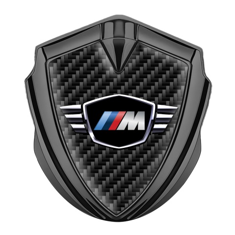 BMW M Power Metal Emblem Self Adhesive Graphite Dark Carbon Winged Logo