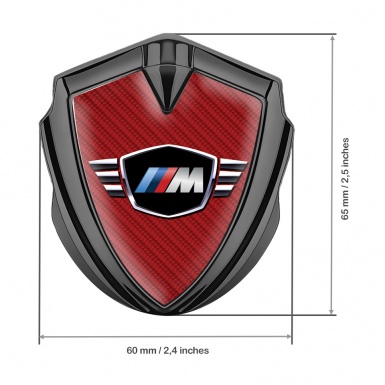 BMW M Power 3D Car Metal Domed Emblem Graphite Red Carbon Edition