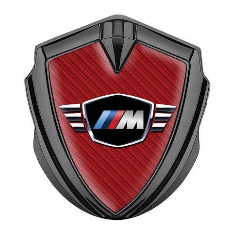 BMW M Power 3D Car Metal Domed Emblem Graphite Red Carbon Edition