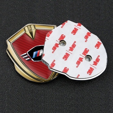 BMW M Power 3D Car Metal Domed Emblem Gold Red Carbon Edition