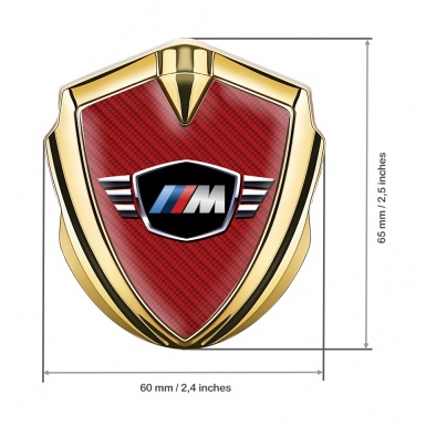 BMW M Power 3D Car Metal Domed Emblem Gold Red Carbon Edition