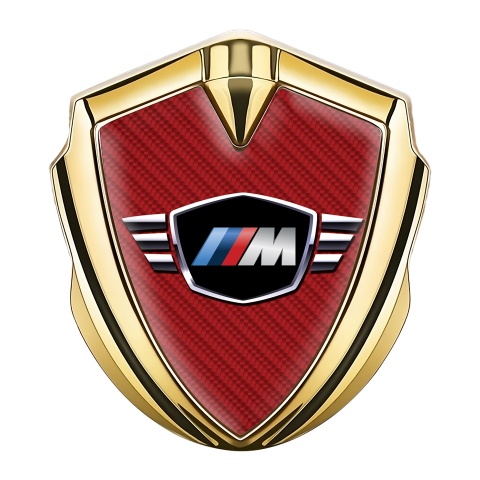 BMW M Power 3D Car Metal Domed Emblem Gold Red Carbon Edition