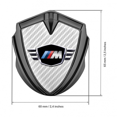 BMW M Power Bodyside Domed Emblem Graphite White Carbon Winged Logo