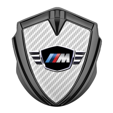 BMW M Power Bodyside Domed Emblem Graphite White Carbon Winged Logo
