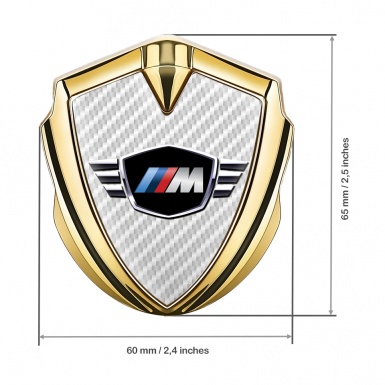 BMW M Power Bodyside Domed Emblem Gold White Carbon Winged Logo