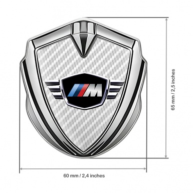 BMW M Power Bodyside Domed Emblem Silver White Carbon Winged Logo