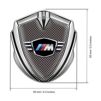 BMW M Power Bodyside Badge Self Adhesive Silver Grey Carbon Edition