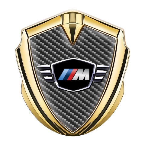 BMW M Power Tuning Emblem Self Adhesive Gold Carbon Base Edition