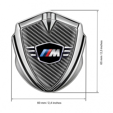 BMW M Power Tuning Emblem Self Adhesive Silver Carbon Base Edition