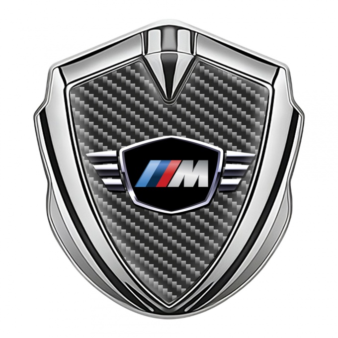 BMW M Power Tuning Emblem Self Adhesive Silver Carbon Base Edition