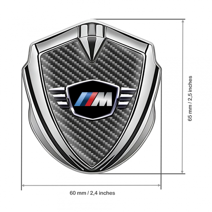 BMW M Power Tuning Emblem Self Adhesive Silver Carbon Base Edition ...