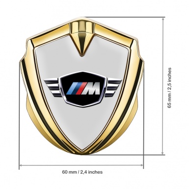 BMW M Power Fender Emblem Domed Badge Gold Grey Base Edition