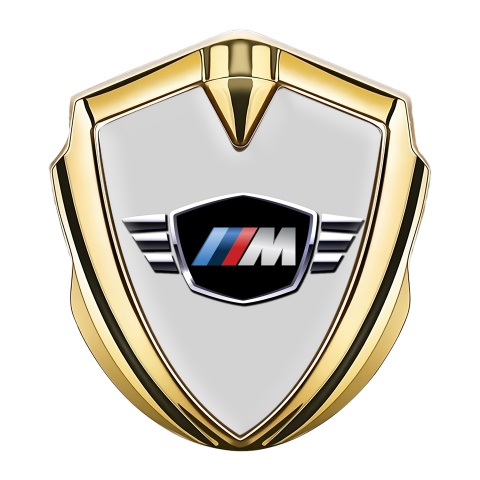 BMW M Power Fender Emblem Domed Badge Gold Grey Base Edition