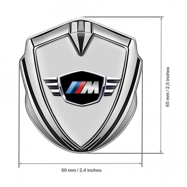 BMW M Power Fender Emblem Domed Badge Silver Grey Base Edition