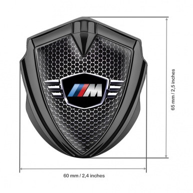 BMW M Power Trunk Emblem Badge Graphite Dark Grate Winged Design