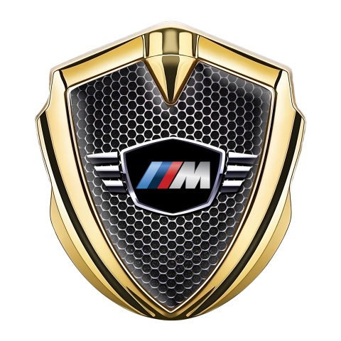 BMW M Power Trunk Emblem Badge Gold Dark Grate Winged Design