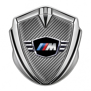 BMW M Power Trunk Metal Emblem Badge Silver Light Carbon Edition