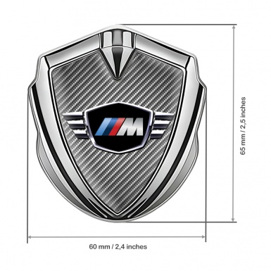 BMW M Power Trunk Metal Emblem Badge Silver Light Carbon Edition