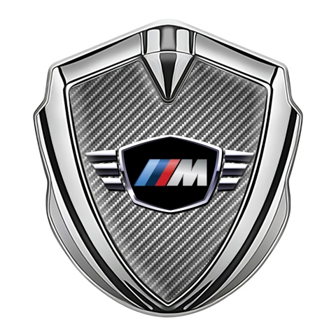 BMW M Power Trunk Metal Emblem Badge Silver Light Carbon Edition