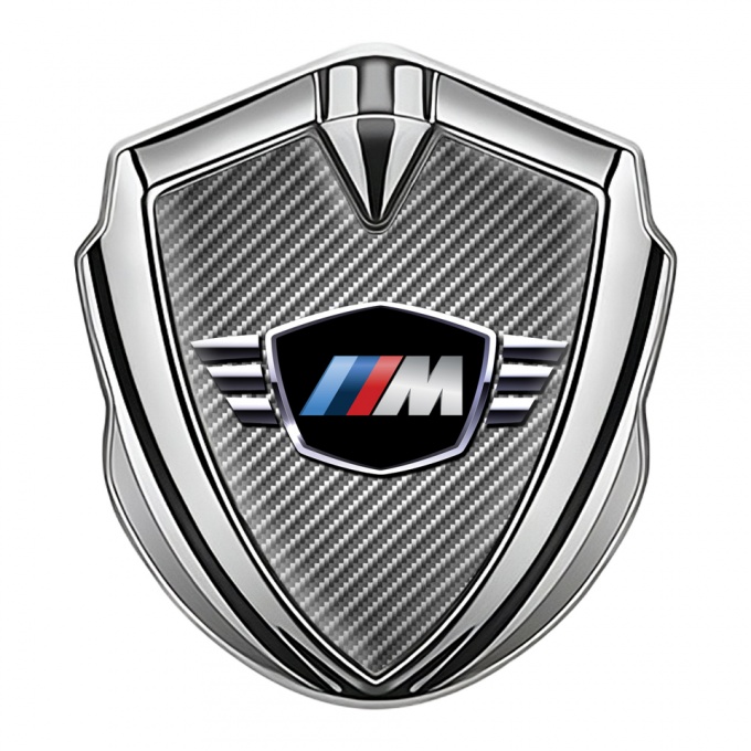 BMW M Power Trunk Metal Emblem Badge Silver Light Carbon Edition