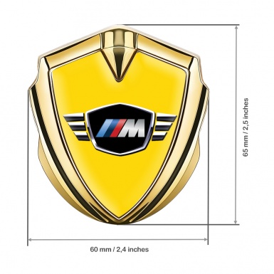 BMW M Power Self Adhesive Bodyside Emblem Gold Yellow Base Design