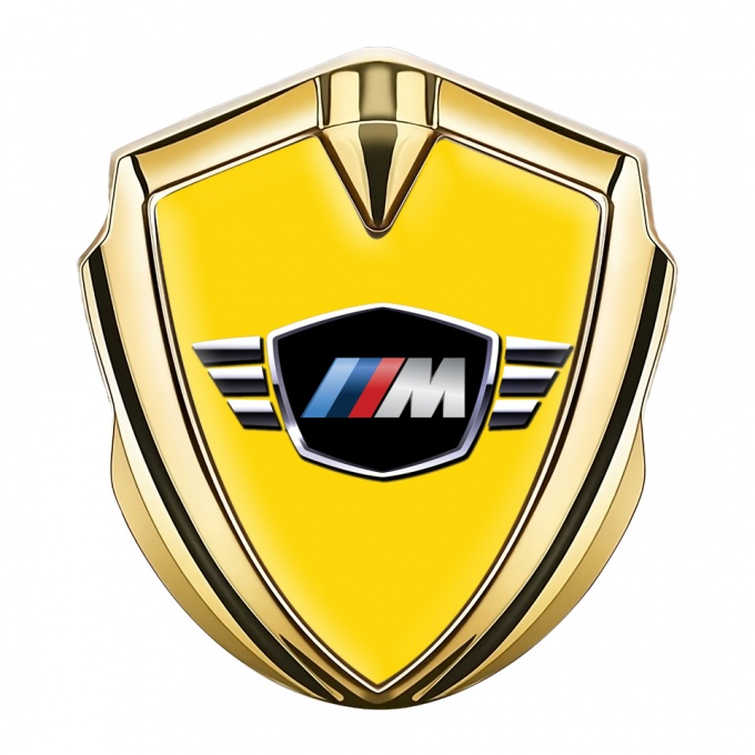 BMW M Power Self Adhesive Bodyside Emblem Gold Yellow Base Design