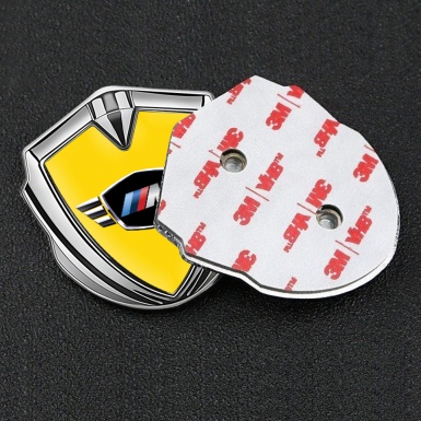 BMW M Power Self Adhesive Bodyside Emblem Silver Yellow Base Design