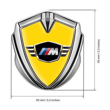 BMW M Power Self Adhesive Bodyside Emblem Silver Yellow Base Design