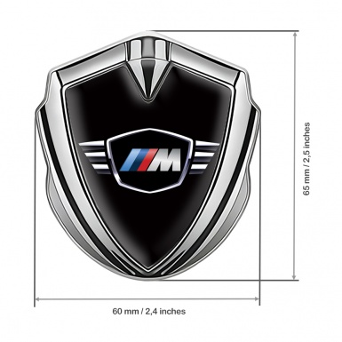 BMW M Power Bodyside Domed Emblem Silver Black Base Winged Logo