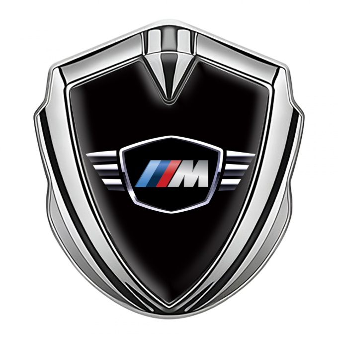 BMW M Power Bodyside Domed Emblem Silver Black Base Winged Logo