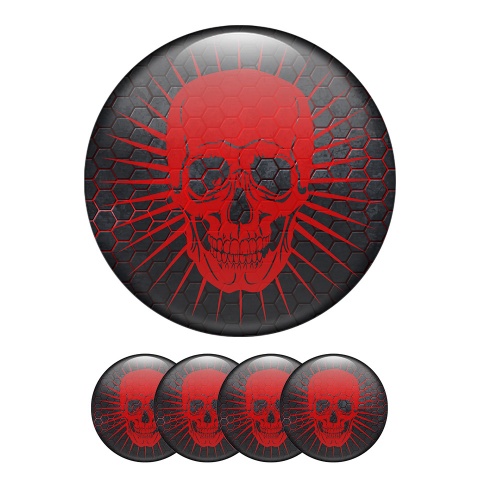Skull Sticker Wheel Center Hub Cap Red Style
