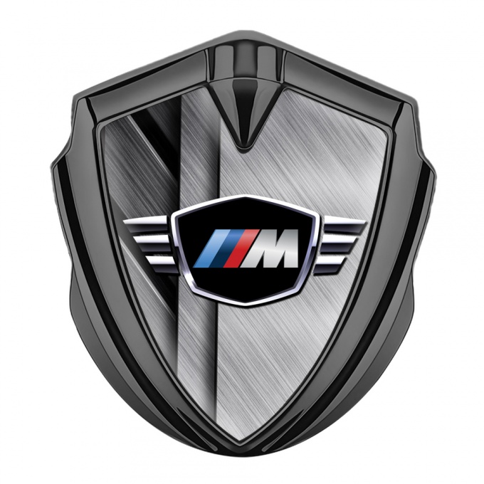 BMW M Power Tuning Emblem Self Adhesive Graphite Crossed Plates Design