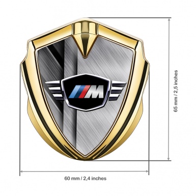 BMW M Power Tuning Emblem Self Adhesive Gold Crossed Plates Design