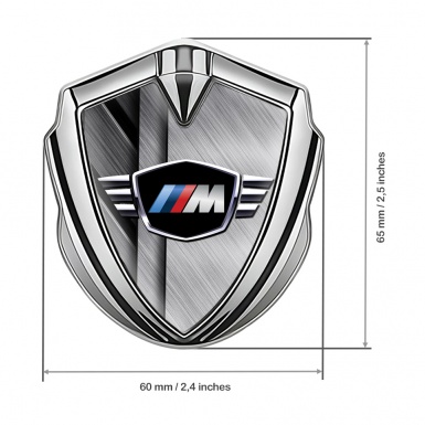 BMW M Power Tuning Emblem Self Adhesive Silver Crossed Plates Design