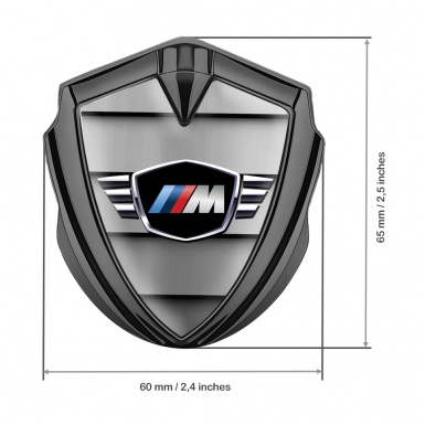 BMW M Power Fender Emblem Badge Graphite Shutter Effect Winger Logo