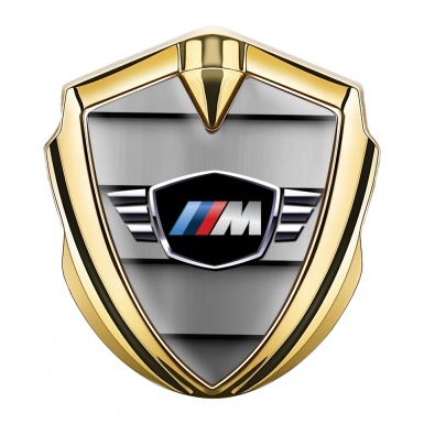 BMW M Power Fender Emblem Badge Gold Shutter Effect Winger Logo