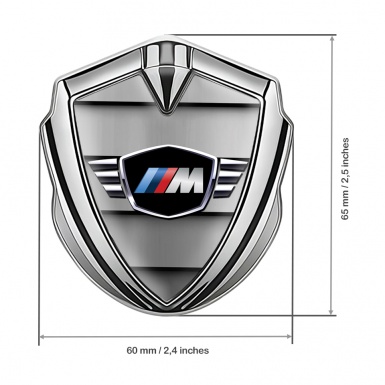 BMW M Power Fender Emblem Badge Silver Shutter Effect Winger Logo