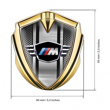 BMW M Power Fender Metal Domed Emblem Gold Light Grate Edition