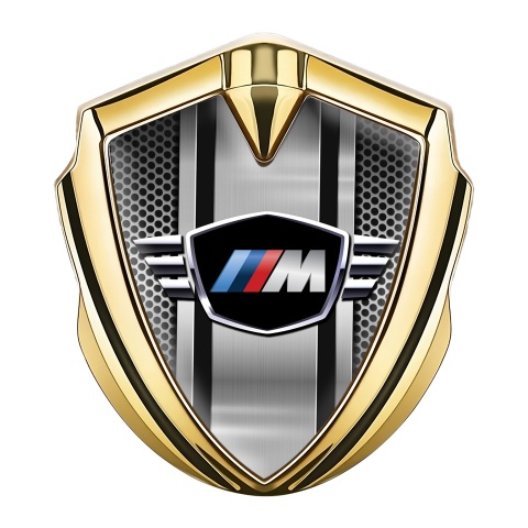 BMW M Power Fender Metal Domed Emblem Gold Light Grate Edition