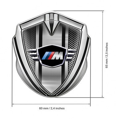 BMW M Power Fender Metal Domed Emblem Silver Light Grate Edition