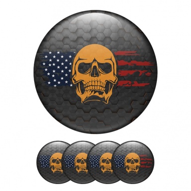 Skull Wheel Center Caps Emblem USA Flag