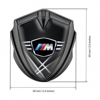 BMW M Power Trunk Emblem Badge Graphite Dark Hex Winged Edition